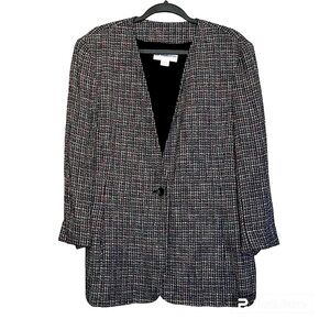 Vintage Liz Claiborne Multicolor Rayon Tweed Blazer size 10